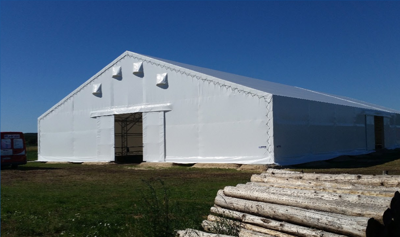 Zelthalle mit PVC / LKW Plane und Schiebetor